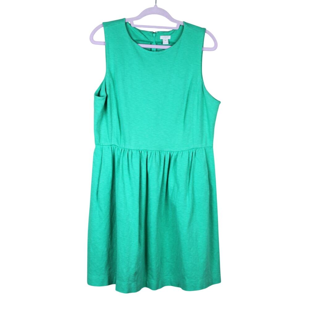 J. Crew Green Fit & Flare Preppy Summer‎ Sleeveless Scoop Neck Mini Dress XL
